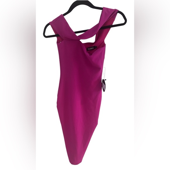 Nookie Tyler Scuba Midi Dress NWT X Small BarbieCORE Pink - Picture 4 of 9